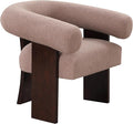 Generic The Curved Wishbone Frame Accent Chair Velvet for Living Room Light Brown