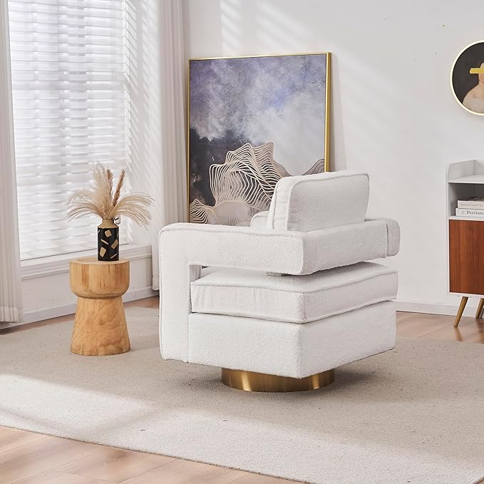 Swivel Barrel Chair for Living Room360 Degree Swivel Club Modern Accent Single Sofa Chair Small Leisure Arm Chair for Nursery Hotel Bedroom Office