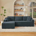 Cloud Sectional Couch Modern Modular Sectional Sofa with Deep Seat Corduroy Boneless Couches with L-Shape Chaise for Living Room Bedroom No Assembly Required (Dark Grey Left Facing Chaise Sofa)