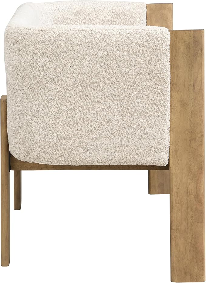 Christopher Knight Home Zudan Modern Boucle Upholstered Loveseat Sofa with Rubberwood Frame Comfy 2-Seater Sofa Couch and Flat-Panel Legs Love Seat Couches for Living Room Almond + Natural Ash