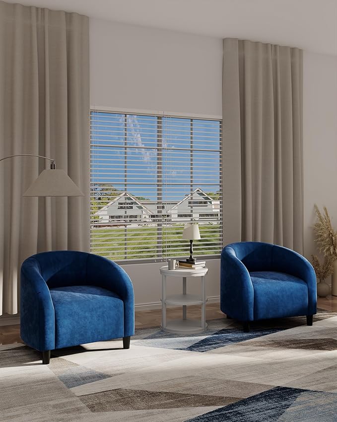 GarveeHome Accent Chair for Living Room Barrel Club Chair with Soft Padded Seat &amp Sturdy Legs for Bedroom Waiting Room Reception Chairs - Blue