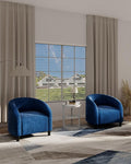 Garvee Accent Chair Set of 2 Club Chair Cozy Armrest Upholstered Barrel Chair with Solid Legs for Living Room Bedroom Study Waiting Room(Navy Blue)