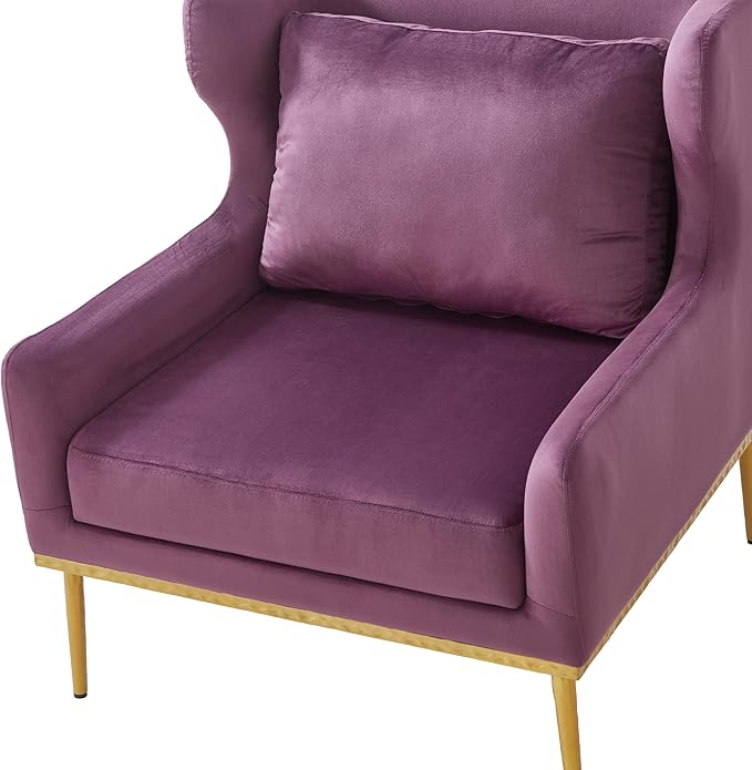 Christopher Knight Home Vincenzo Upholstered Club Chair Velvet Accent Chair Single Lounge Curved Armchair Comfort Seating Armchair Reading Single Sofa Sturdy Iron Legs for Living Room Purple