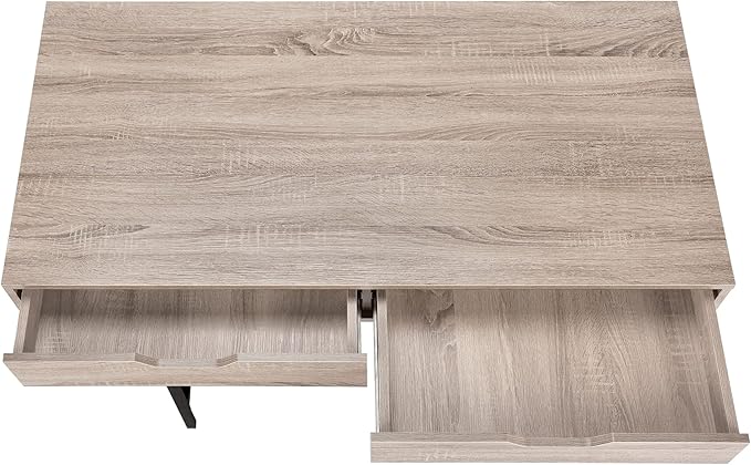 Computer Desk Home Office Laptop Storage Drawers 48 l Work Brown Laminate Black Metal Contemporary Modern HD961