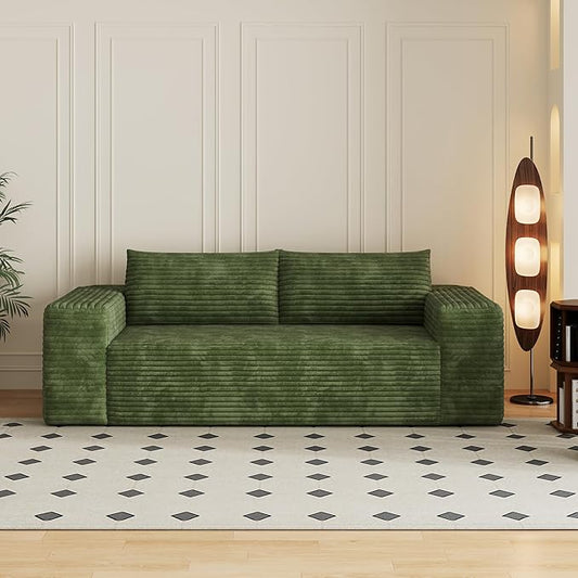 Eafurn Memory Foam Boneless Loveseat Sofa Couch 3-Seater Upholstered Sofa with Corduroy Fabric and Wider Armrest No Assembly Sofa for Living Room Bedroom &amp Apartment | Sturdiness Breathable ma