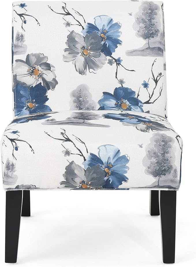 Christopher Knight Home Kendal Traditional Fabric Accent Chair Print Matte Black 22.5D x 29.5W x 32H in