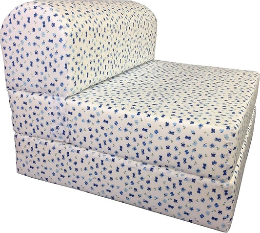 D&ampD Futon Furniture Sleeper Chair Folding Foam Beds Portable Studio Guest Sofa Bed 6 x 32 x 70 Butterflies Blue