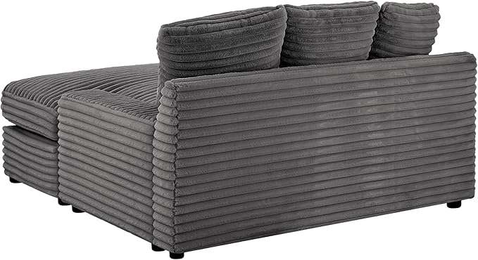 64 Oversized Chaise Daybed Lounge Sleeper Sofa Extra Wide Cloud Sofa&ampCouch Luxury Plush Corduroy Upholstered Loveseat Couch Deep Seat Living Room Queen Size Sofabed W/5 Pillows for Home/Apartmen