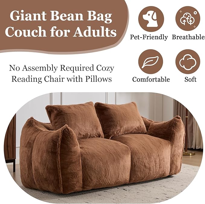 Compressed Sofa Couch in a Box 75” Beige Plush Floor Sofa Couch with Memory Foam for Bedroom Apartment Comfy Upholstered Foam Loveseat with Curved Armrest No Assembly (Brown)