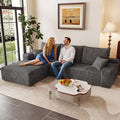 95 Modular Sectional Couch Boneless L Shaped Cloud Sofa with Chaise Lounge Corduroy Upholstered Couches Memory Foam Deep Seat No Assembly Required Ideal for Living Room(Dark Gray Left Facing)