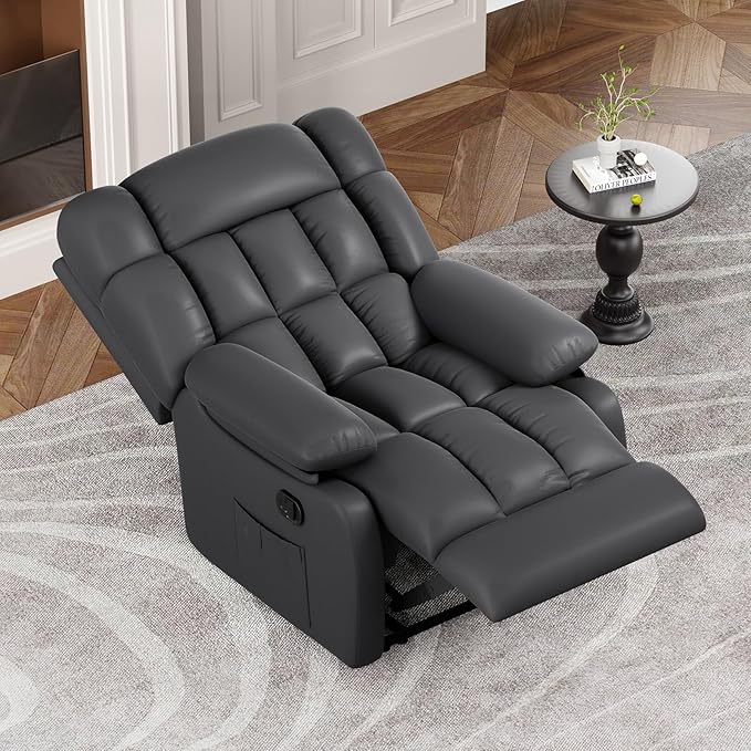 Recliner Chair Upholstered Rocker Recliner Chair with Side Pocket Ergonomic 110°-160° Adjustable Reclining Chairs for Adults Single Sofa Chair with FootrestRecliner Sofa for Living Room