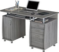 47.5'' Computer Desk with File Cabinet and Drawers Storage Cabinet with Removable Shelf and Ventilation for CPU Home Office Desk or Computer Workstation with Keyboard Tray Grey