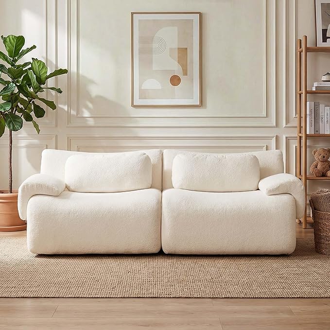 72 Loveseat Cloud Couch Sofa Modular Boneless Sectional with Memory Foam 2 Seater Chenille Sofas No Assembly Modern Love Seat Couches for Bedroom or Small Spaces Beige