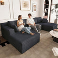124 U-Shape Cloud Couch Modern Modular Sectional U-Shape Sofa Corduroy Upholstered Couches Deep Seat Sleeper Chaise Longue for Living Room No Assembly RequiredDark Gray
