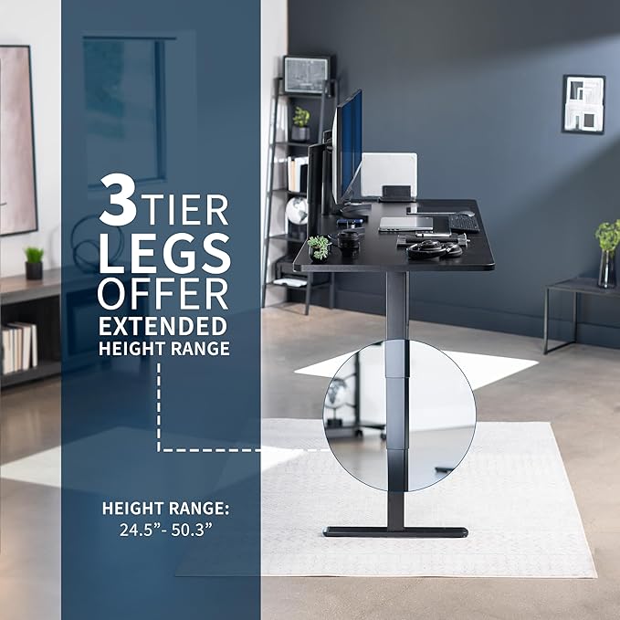 VIVO Electric 83 x 30 in Dual Motor Sit Stand Desk Memory Height Adjustment 2B Series Black Top Black Frame DESK-KIT-2B8B
