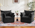ABCASA Black Oversized Accent Chair with Removable &amp Washable Chenille Cover Modern Mid-Century Upholstered Armchair Deep Seat Comfy Reading Chair for Living Room Pet &amp Kid FriendlySet of