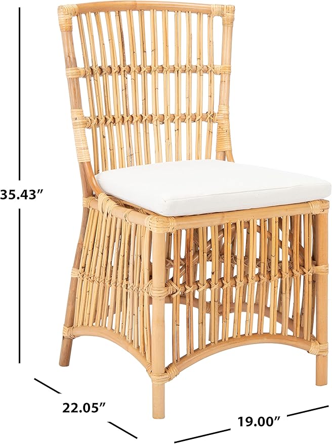 Safavieh Home Collection Erika Rattan Cushion (Set of 2) Accent Chair Natural/White
