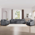 mikibama Luxury 3 Piece Sofa Set 3-Seater &amp 2 Single Sofa Set Modern Corduroy Comfy Cloud Couches Set for Living Room Office with 2 Armrest Pillows and 5 Toss Pillows Grey