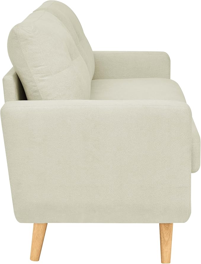 67 Gray Loveseat Sofa Mid Century Modern Love Seat Sofas and Comfy Corduroy Couches for Living Room Button Tufted Small Cloud Couch for Bedroom Office Apartment Small Space Easy Assembly (Cream)