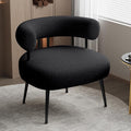 Mid Century Sherpa Boucle Accent Chair Round Upholstered Barrel Arm Chair for Small Spaces Fluffy Side Corner Sofa Chair for Living Room Bedroom Vanity Office Reading Nook