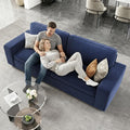 YOUDENOVA 86 3-Seater Sofa Corduroy Sofa Couch for Living Room Modern Lounge Couches with Extra Deep Seats Solid Wood Removable Cover Wide Armrest Easy Assembly Blue