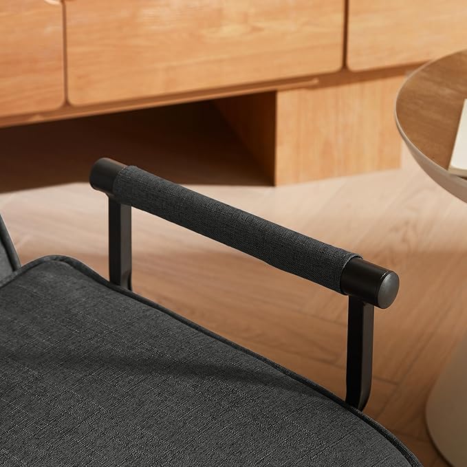 Foldable Chair Bed Comfortable Convertible Sofa Bed 5 in 1 Foldable Bed with 5 Adjustable backrests and Pillows Suitable for Comfortable Cushion Chair in The Office. (Black+Linen+1Seat)