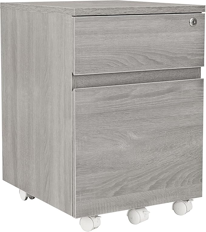 Techni Mobili Rolling Lock and Storage 2 Drawer Vertical Filing Cabinet 15.75 L x 17.75 W x 23 HGrey