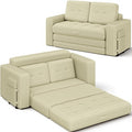 3 Fold Convertible Sofa Bed Pull Out Boneless Couch Loveseat Sleeper Sofa Folding Chaise Chair with Pillows for Bedroom Living Room Beige (Little Yellow)