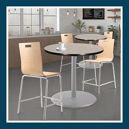 OEF Furnishings OEFCTG13636RCGY Premium Commercial-Grade Restaurant and Breakroom Cafe Table (Round 36 in Diameter 36 in Counter Height Round-Base Gray Frame Gray Nebula Laminate)