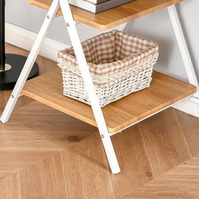 HOMCOM Computer Desk with Storage Shelves Writing Desk for Home Office Study Workstation Natural