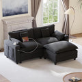 80.7 Modular Sectional Sofa L Shaped Cloud Couch with Movable Ottoman Chenille Deep Seat Cloud Sofa with Charging Station Cup Holder Side Pocket Sectional Couches for Living Room Black