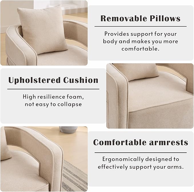 Mlmh &amp Kngwa 29 W Swivel Accent Barrel Chair Set of 2 Upholstered Linen Round Arm Chair for Living Room BedroomBeige