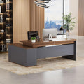 70.8 L-Shaped Executive Desk with File Drawers and Storage Cabinet Modern Large Office Desk Computer Workstation Walnut &amp Gray (Walnut &amp Gray 70.87IN)