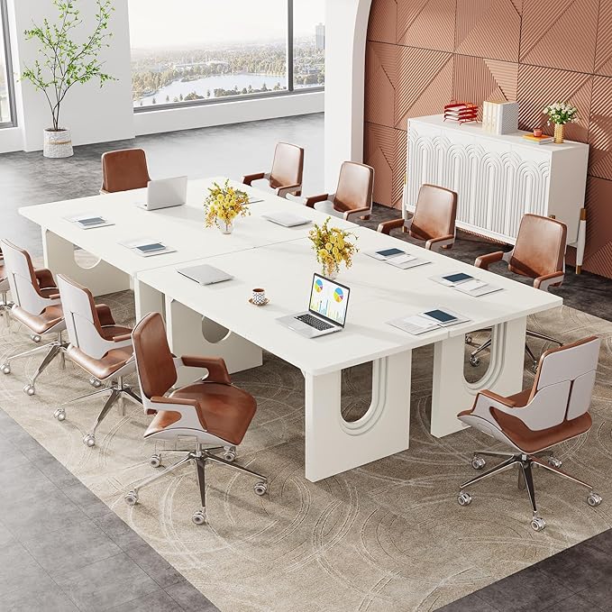Tribesigns Modern Executive Desk 70.9 Large Office Computer Desk Conference Table Meeting Room Table Simple White Workstation Business Furniture for Home Office
