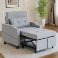 Sleeper Chair 5-in-1 Convertible Chair Bed Pull Out Adjustable Single Armchair Sofa Bed with USB PortsSide PocketCup Holder (Grey)