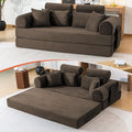 79 Corduroy Sofa Bed Sleeper Couch 6-in-1 Convertible Boneless Floor Futon Loveseat High-Density Foam Couch in a Box with 2 Headrest Pillows No Assembly Brown
