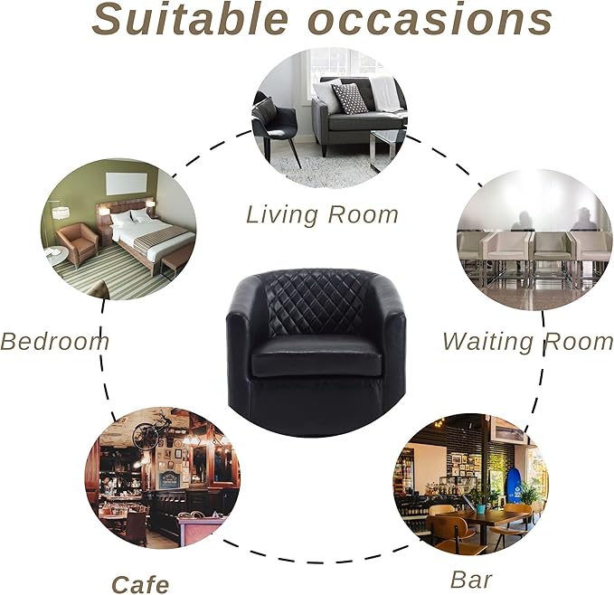 Swivel Rocker Accent ChairModern 360 Degree Swivel Barrel ChairsRound Sherpa Cozy Sofa ChairsGlide Back and Forth Armchair for Living RoomBedroomOfficeBlack