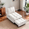 Modern Teddy Fabric Sofa Bed Futon3 in 1 Convertible Pullout Bed Couches with 3 Reclining BackrestsPhone StandSmall Sofa Single Sleeper Chair Bed for Living Room Bedroom (Beige)