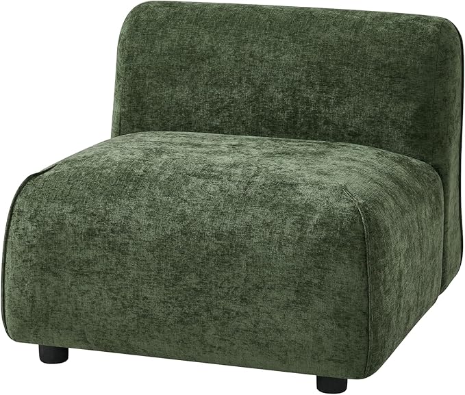 Christopher Knight Home Heca Low Profile Modern Accent Chair Upholstered Lounge Chair Indoor Curved Single Sofa Wooden Frame and Thick Cushion Space-Saving Armless Living Room Chair Green