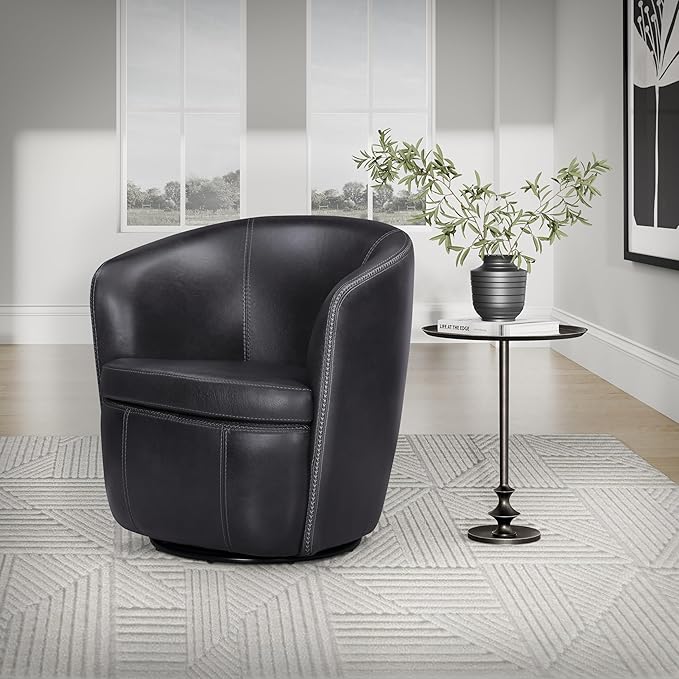 Parker Living Barolo - Vintage Onyx Genuine Italian Leather Swivel Club Chair