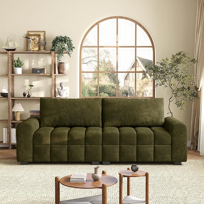 ONBRILL 82 Loveseat Sofa Modern Chenille Sofa Couch for Living Room Pull Point Seat Cushion Easy Assembly Comfy Love Seat for Small Spaces Bedroom Apartment Green