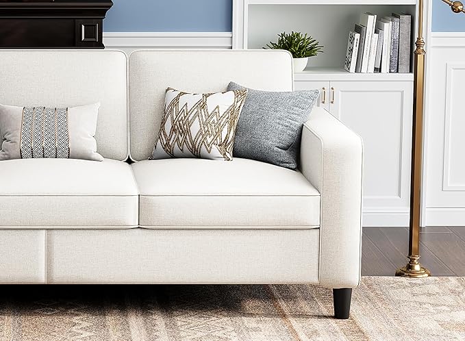 Sectional Couches for Living Room Convertible 3 Seater Sofas 78 L Shaped Couch with Removable Storage Ottoman Modern Linen Beige Sofa for Apartments Studios Dorms Small Spaces | 78 Small Sectional