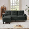77 Convertible Sectional Couches 3 Seat L Shaped Couch Sofa with Storage Chaise &amp Removable Pillows Linen Fabric Small Couch Mid Century for Living Room Apartment and Office Black
