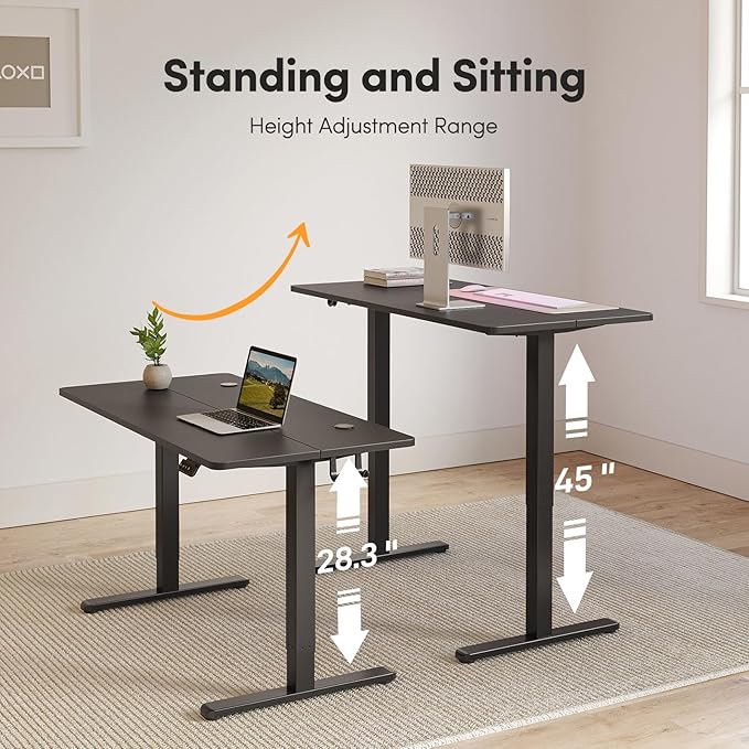 FEZIBO Electric Standing Desk Adjustable Height 40 x 24 Inch Sit and Stand Desk Home Office Desk Ergonomic Workstation Computer Desk Black