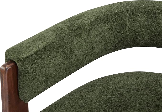 Christopher Knight Home Nettie Modern Accent Chair for Living Room Velvet Fabric Single Lounge Sofa Chair with Wooden Frame Comfy Reading Chair for Bedroom Lounge Armchair with Cushion Olive Green