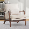 ANJ Mid Century Modern Accent Chair Lounge Reading Armchair with Extra Side Pocket &amp Detachable Cushion Comfy Fabric Accent Chairs for Living Room BedroomBeige