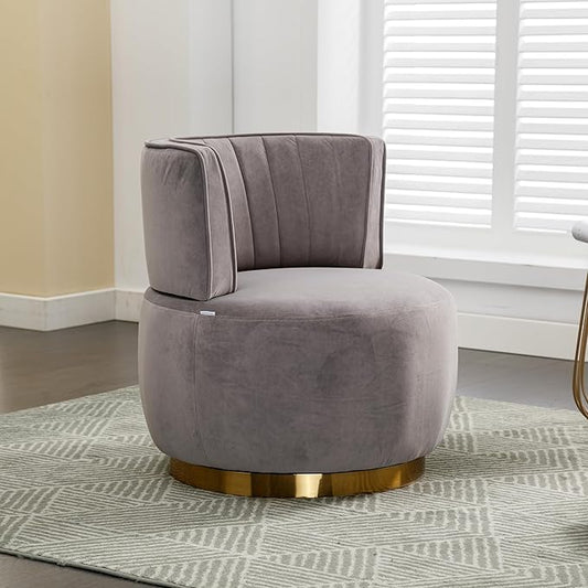 360 Degree Swivel Cuddle Barrel Accent Sofa Chairs Round Armchairs with Wide Upholstered Fluffy Velvet Fabric Chair for Living Room Bedroom Office Waiting Rooms