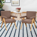Modern Velvet Upholstered Accent Chairs Set of 2 with Wood Frame and Armrest Fabric Wooden Armchairs for Living Room Bedroom Office Reading Room (Brown)