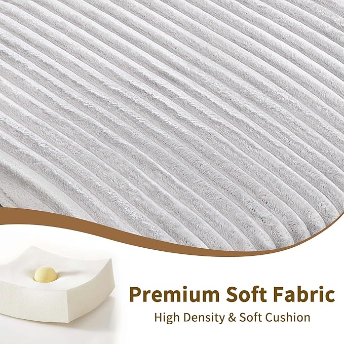 Modern Corduroy Fabric Sofa Bed Futon3 in 1 Convertible Pullout Bed Sleeper Couches with 3 Reclining BackrestsSmall Sofa Chair Bed for Living Room Bedroom (Light Grey)
