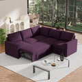 FONTOI Sleeper Sofa Bed Modular Sectional Couch with Pull Out Bed L Shaped Sectional Convertible SofaBed with Storage Seat for Living Room Apartment Bedroom Office Purple Linen